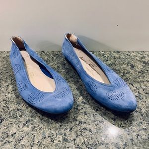 Salvatore Ferragamo Blue Suede Flats